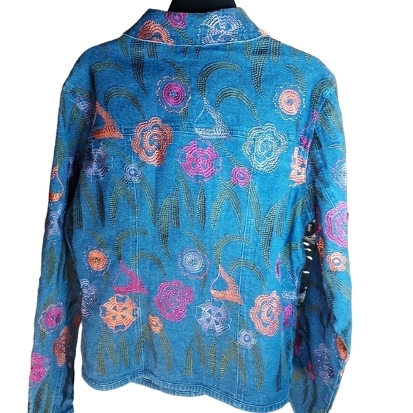 Ann Trinity embroidered denim Jean jacket small 55% linen - Picture 6 of 13